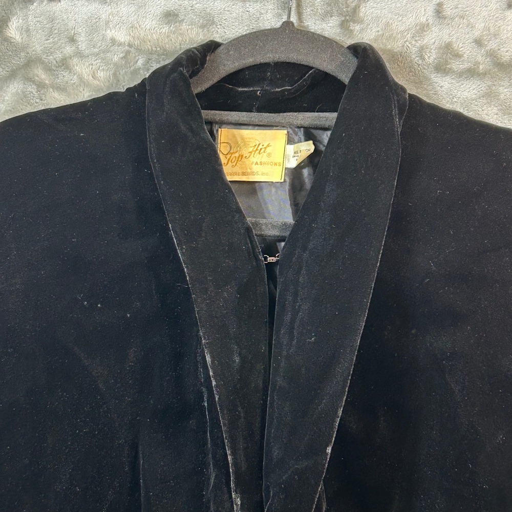 Vintage 1960s Top Hit Fashions Black Rayon Velvet Capelet Shawl Collar Wrap MCM - Picture 2 of 6